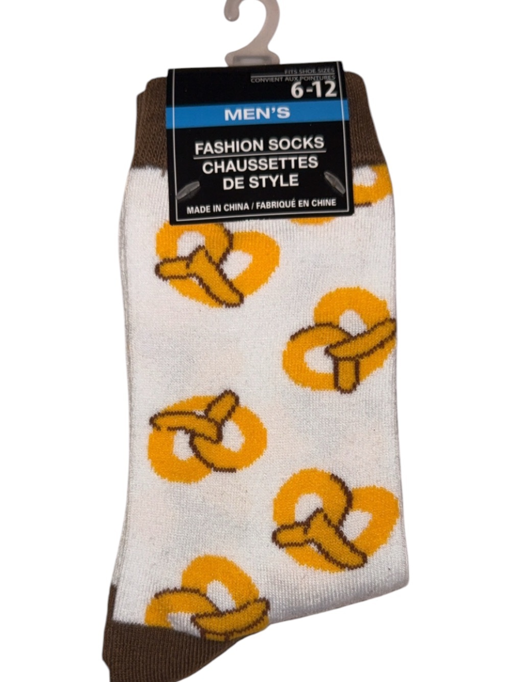 Men's White Pretzel Pattern Fashion Socks